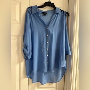 I.N. San Francisco Blue sheer blouse size XL